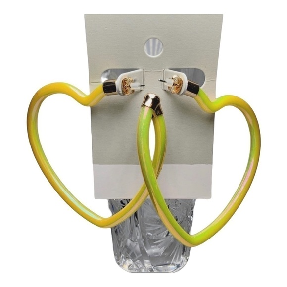 BP Ylw Heart Hoop Earrs - Picture 2 of 2